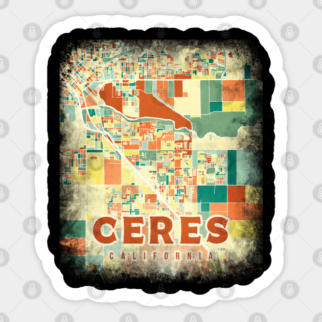 Ceres California US map Ceres Sticker TeePublic